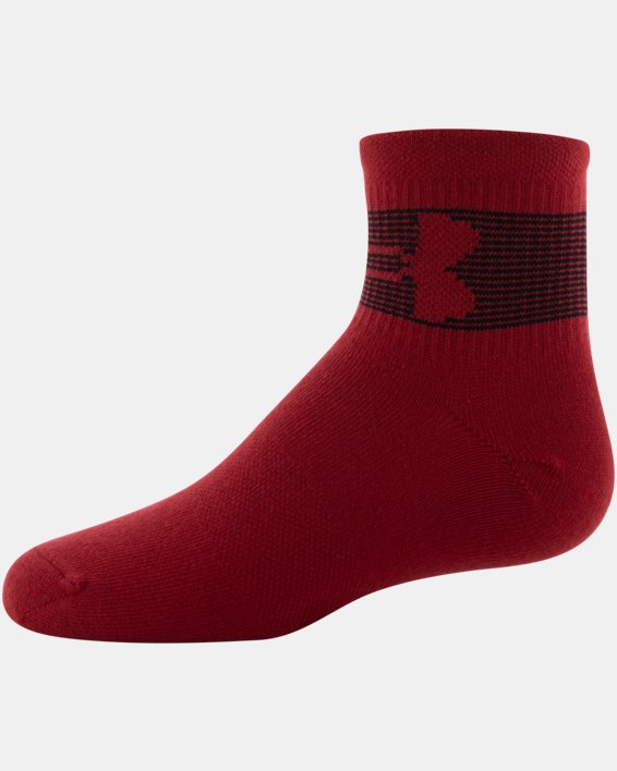 Boys' UA Essential Quarter 6-Pack Socks, Red, pdpMainDesktop image number 10